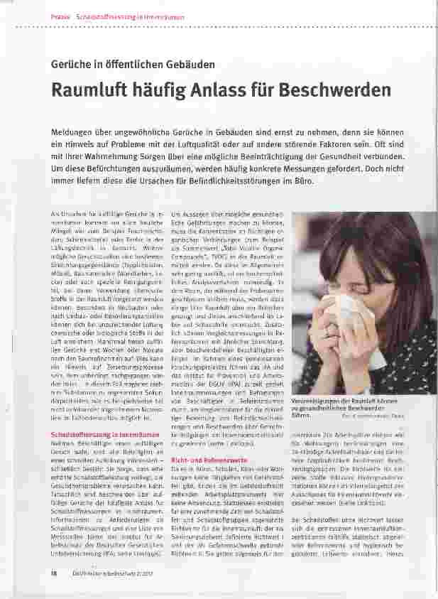 Vorschauseite 1: Raumluft häufig Anlass für Beschwerden