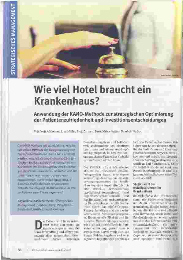 Vorschauseite 1: Wie viel Hotel braucht ein Krankenhaus?