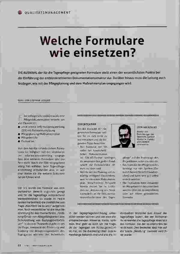 Vorschauseite 1: Welche Formulare wie einsetzen?