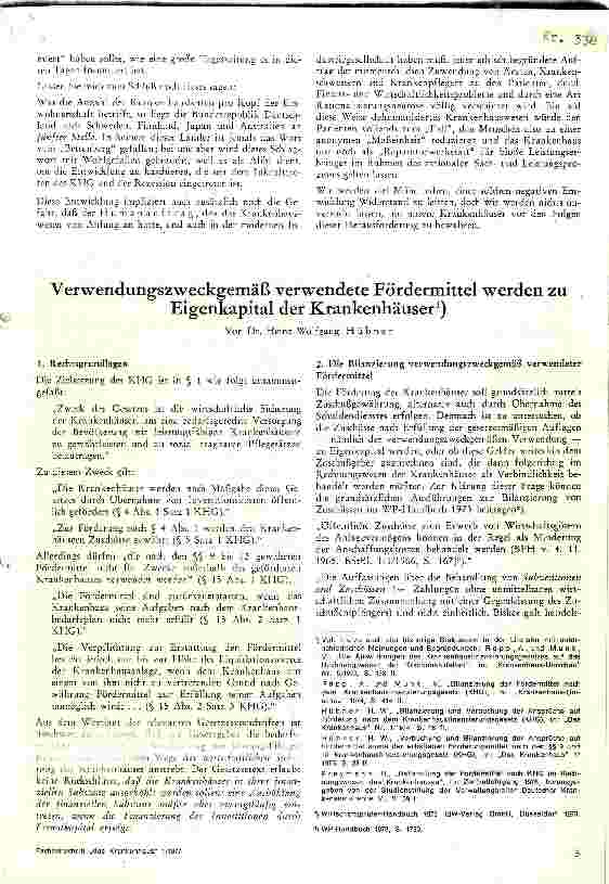 Vorschauseite 1: Verwendungszweckgemäß verwendete Fördermittel werden zu Eigenkapital der Krankenhäuser
