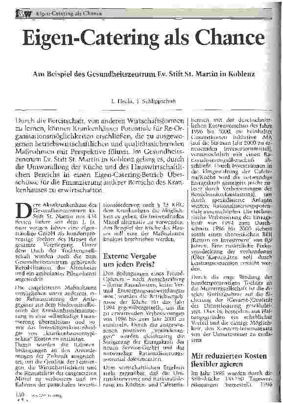 Vorschauseite 1: Eigen-Catering als Chance Am Beispiel des Gesundheitszentrums Ev. Stift St. Martin in Koblenz