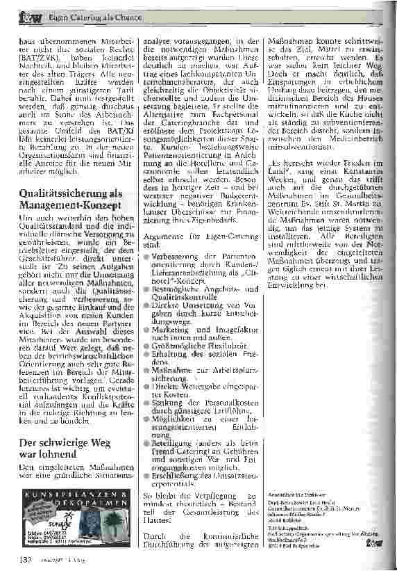 Vorschauseite 3: Eigen-Catering als Chance Am Beispiel des Gesundheitszentrums Ev. Stift St. Martin in Koblenz