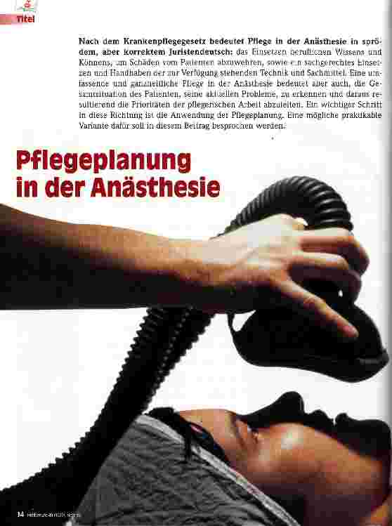 Vorschauseite 1: Pflegeplanung in der Anästhesie