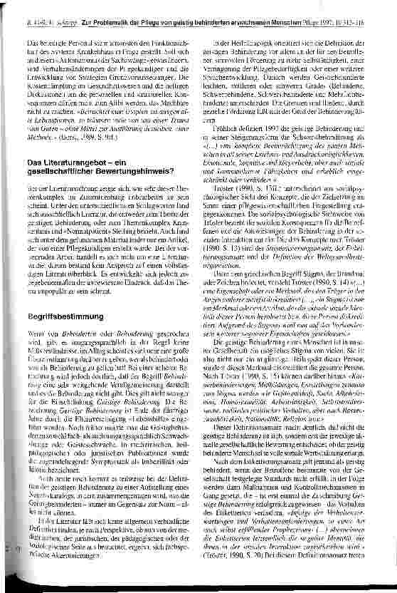 Vorschauseite 2: Zur Problematik der Pflege von geistig behinderten erwachsenen Menschen im Allgemeinkrankenhaus