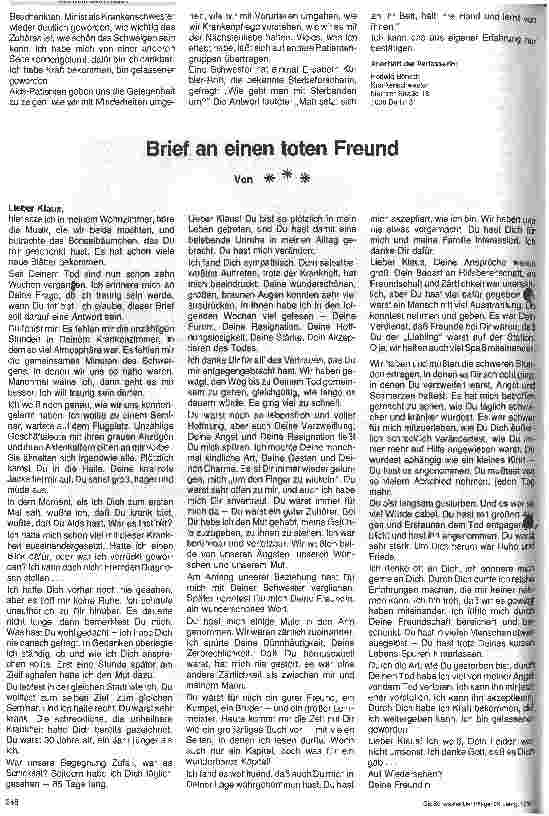 Vorschauseite 6: Die Pflege von Aids-Kranken