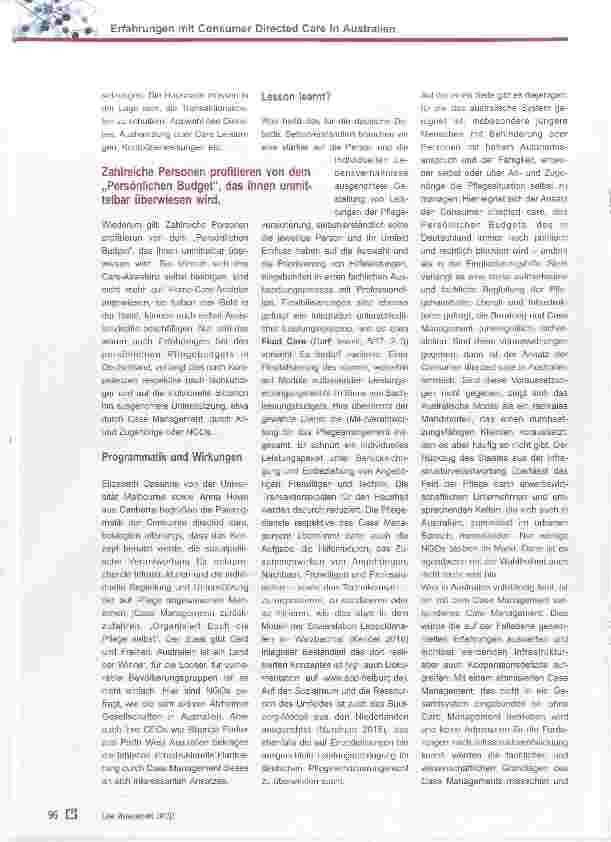 Vorschauseite 3: Erfahrungen mit Consumer Directed Care in Australien