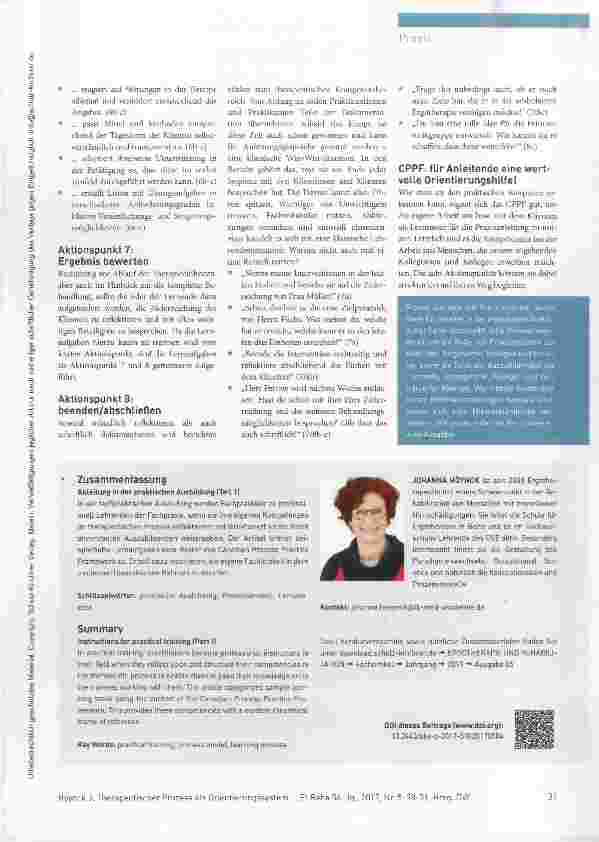 Vorschauseite 4: Den therapeutischen Prozess CPPF als Orientierungssystem nutzen Anleitung in der praktischen Ausbildung Teil 1
