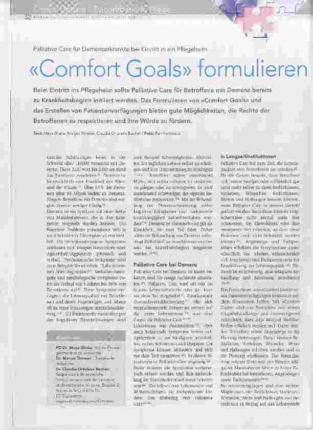 Vorschauseite 1: «Comfort Goals» formulieren