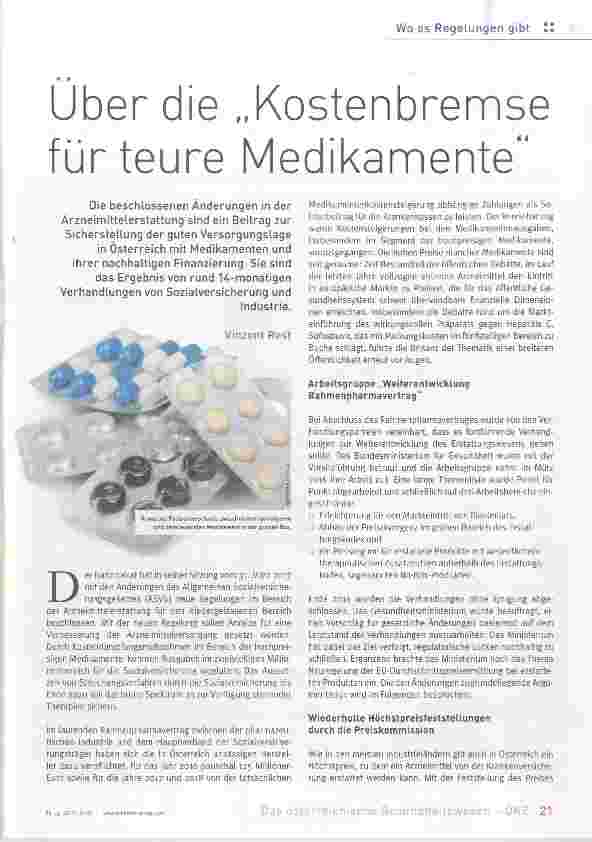 Vorschauseite 1: Über die „Kostenbremse für teure Medikamente“