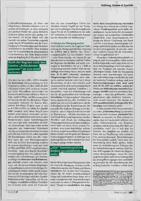 Vorschauseite 2: Umsetzungsfragen für das „Verbot des Pflegeregresses