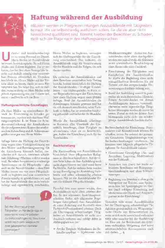Vorschauseite 1: Haftung während der Ausbildung
