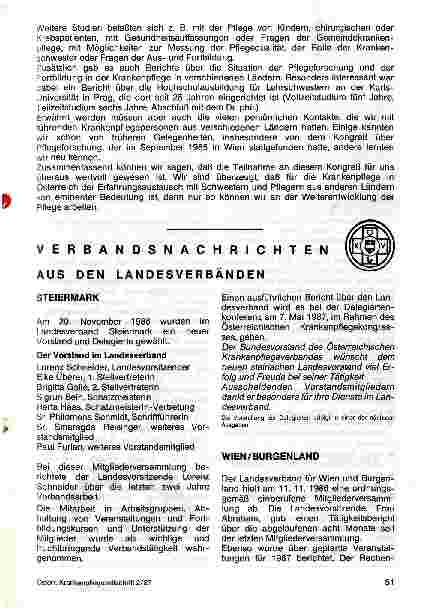 Vorschauseite 2: Bericht über die dritte offene Konferenz der Arbeitsgruppe Europäische Pflegeforscher vom 13. bis 15. August 1986 in Helsinki
