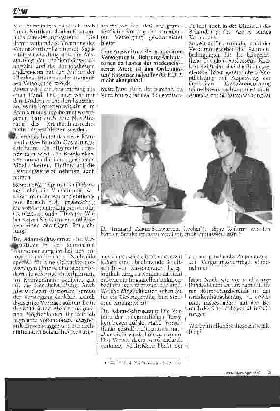 Vorschauseite 2: Strukturreform: Interview mit Frau Dr. Irmgard Adam-Schwaetzer