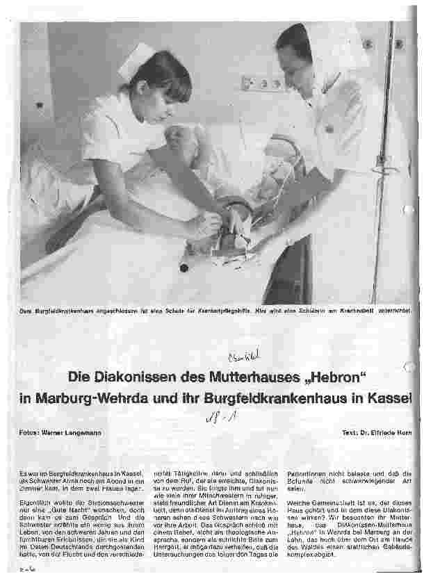 Vorschauseite 1: Die Diakonissen des Mutterhauses Hebron in Marburg.Wehrda und ihr Burgfeldkrankenhaus in Kassel