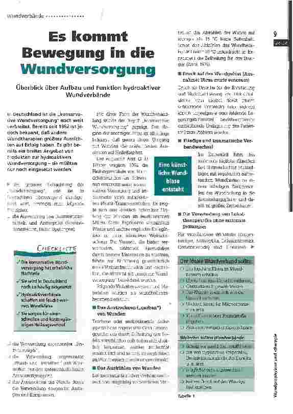 Vorschauseite 1: Es kommt Bewegung in die Wundversorgung Überblick über Aufbau und Funktion hydroaktiver Wundverbände