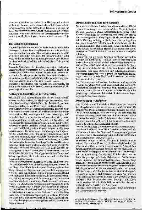 Vorschauseite 2: Sozialstation und Sozialpsychiatrischer Dienst