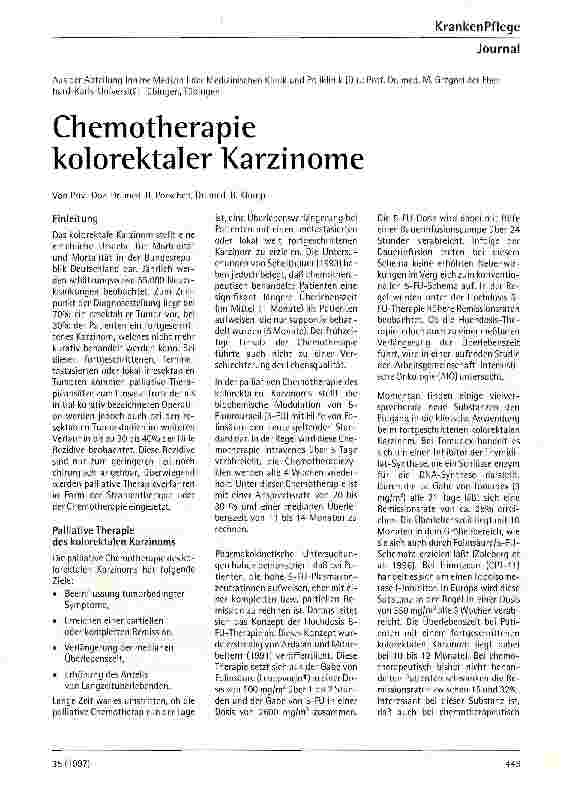 Vorschauseite 1: Chemotherapie kolorektaler Karzinome