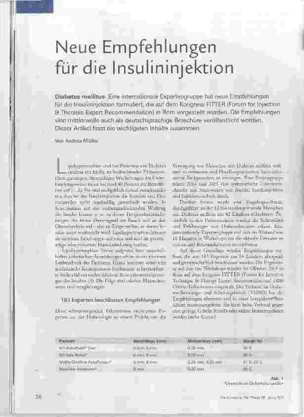 Vorschauseite 1: Neue Empfehlungen für die Insulininjektion
