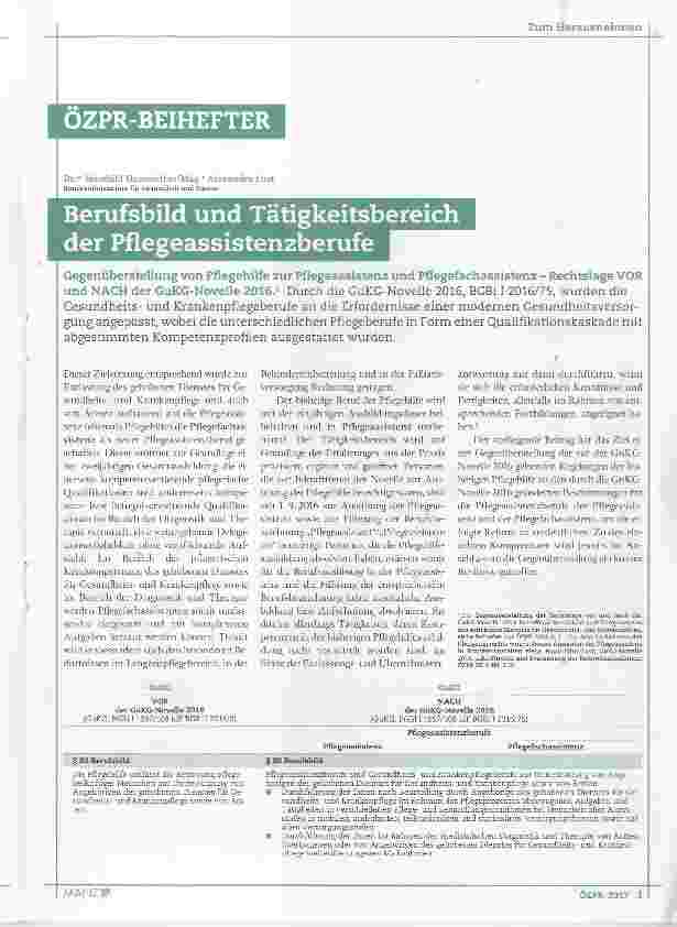 Vorschauseite 1: Berufsbild und Tätigkeitsbereich der Pflegeassistenzberufe