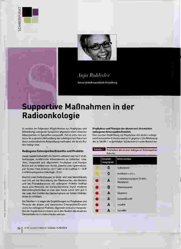 Vorschauseite 1: Supportive Maßnahmen in der Radioonkologie
