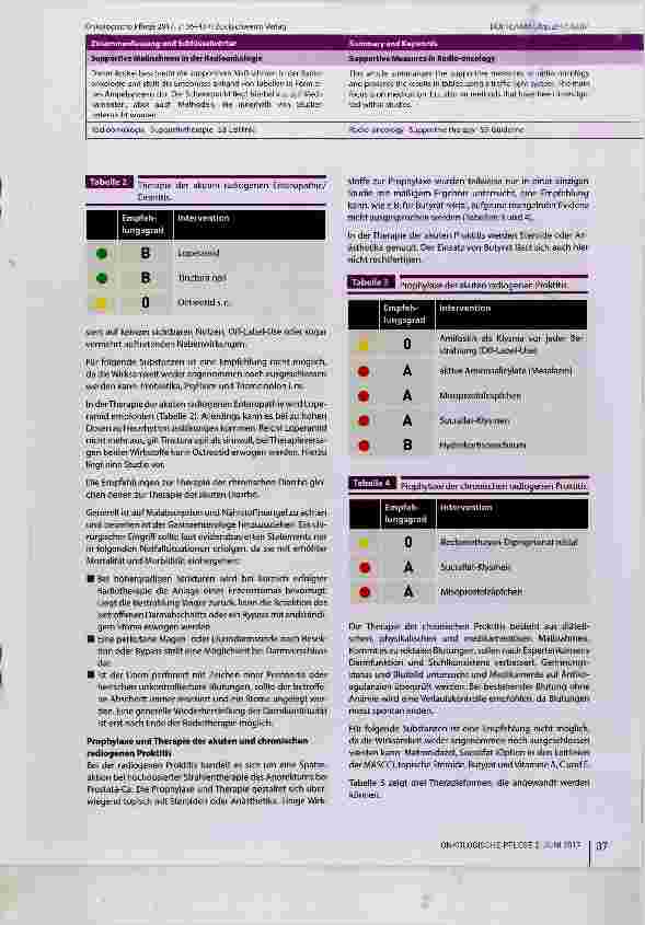 Vorschauseite 2: Supportive Maßnahmen in der Radioonkologie