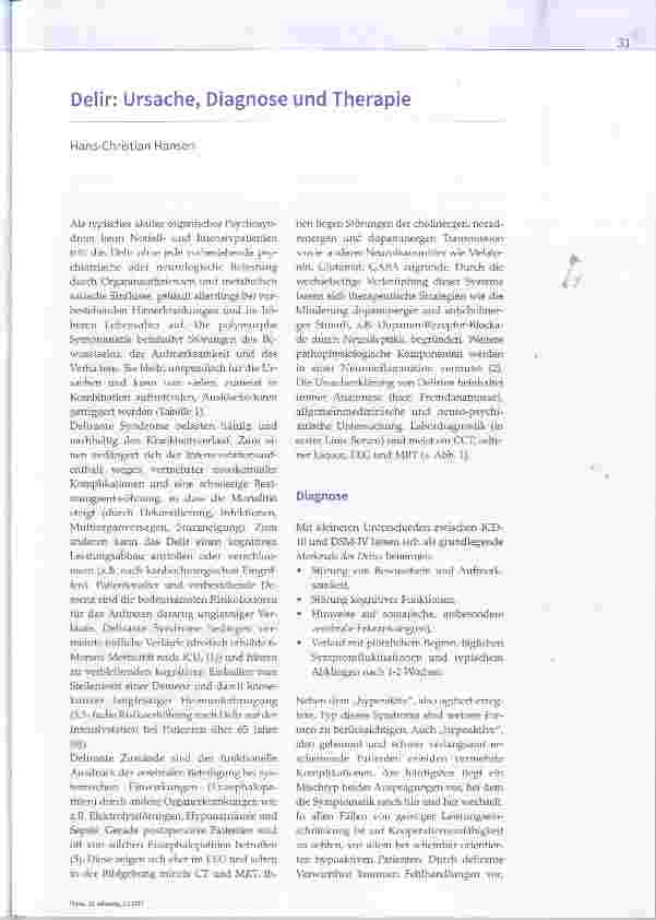 Vorschauseite 1: Delir: Ursache, Diagnose und Therapie