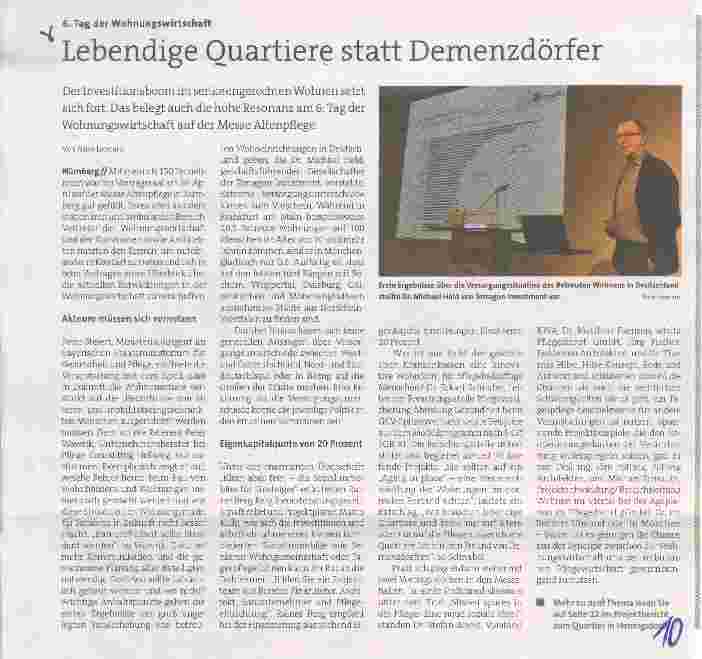 Vorschauseite 1: 6. Tag der Wohnungswirtschaft Lebendige Quartiere statt Demenzdörfer