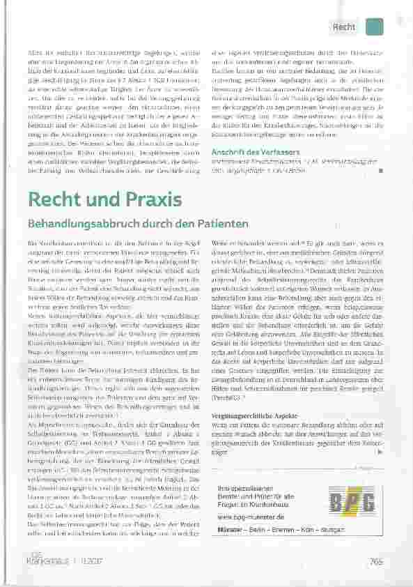 Vorschauseite 1: Behandlungsabbruch durch den Patienten