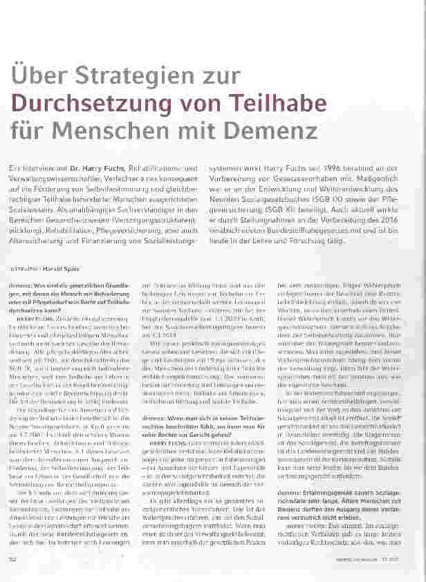 Vorschauseite 1: Über Strategien zur Durchsetzung von Teilhabe für Menschen mit Demenz