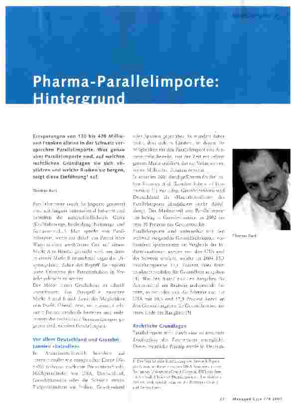 Vorschauseite 1: Pharma-Parallelimporte: Hintergrund