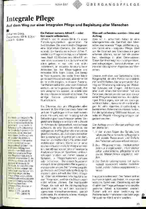 Vorschauseite 1: Integrale Pflege Auf dem Weg zur einer integralen Pflege und Begleitung alter Menschen