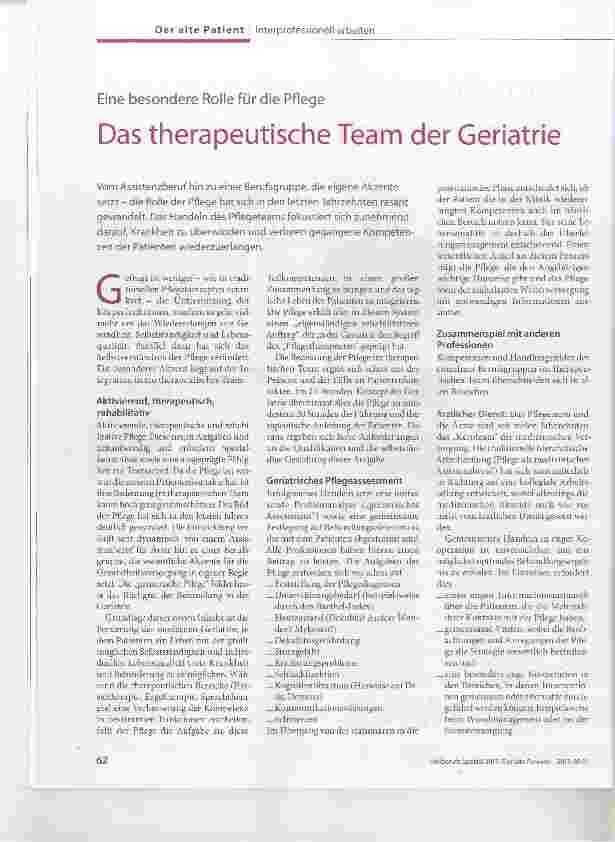 Vorschauseite 1: Das therapeutische Team der Geriatrie