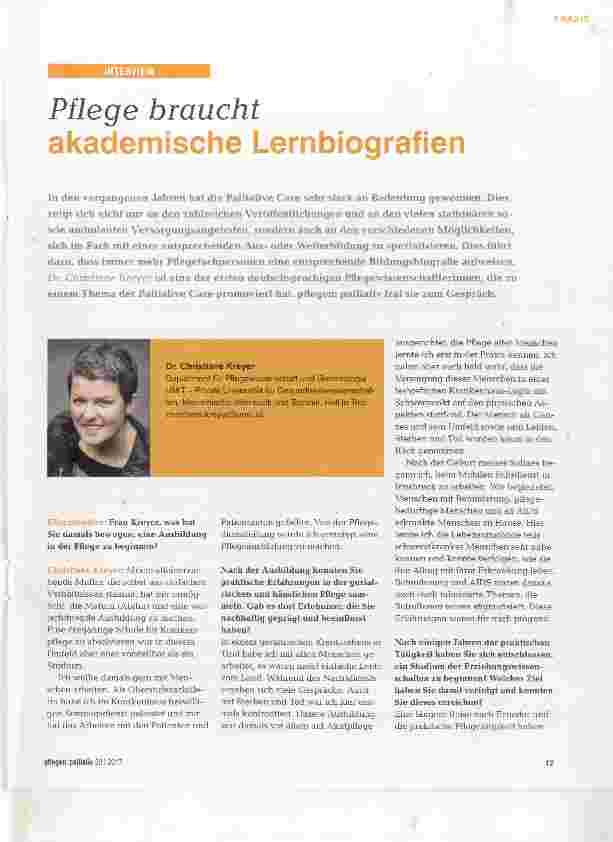 Vorschauseite 1: Pflege braucht akademische Lernbiografien