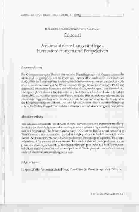 Vorschauseite 1: Personzentrierte Langzeitpflege Herausforderungen und Perspektiven