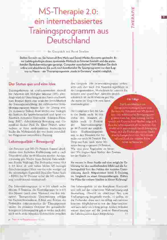 Vorschauseite 1: MS-Therapie 2,0: ein internetbasiertes Trainingsprogramm aus Deutschland