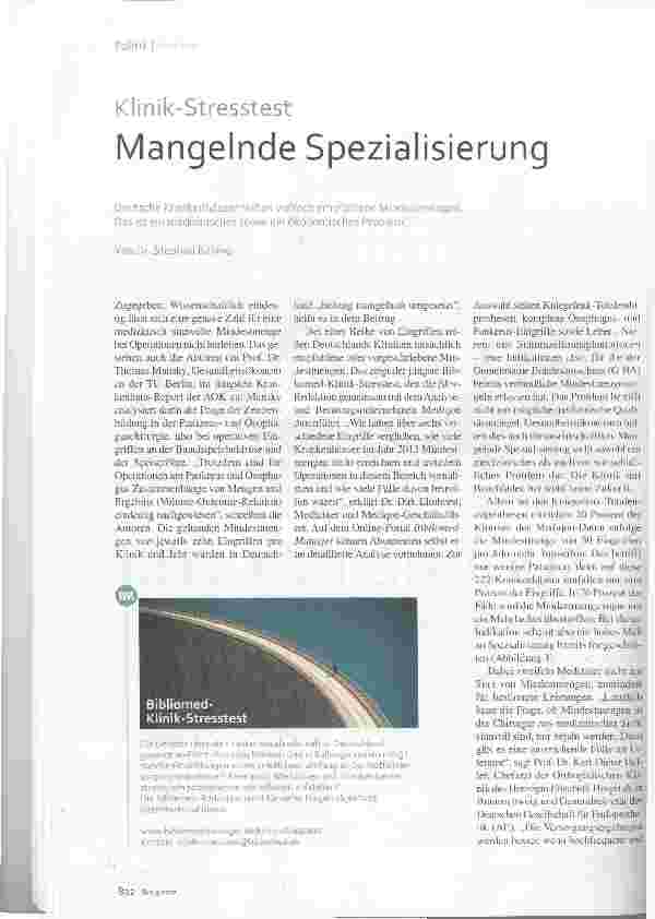 Vorschauseite 1: Klinik-Stresstest Mangelnde Spezialisierung