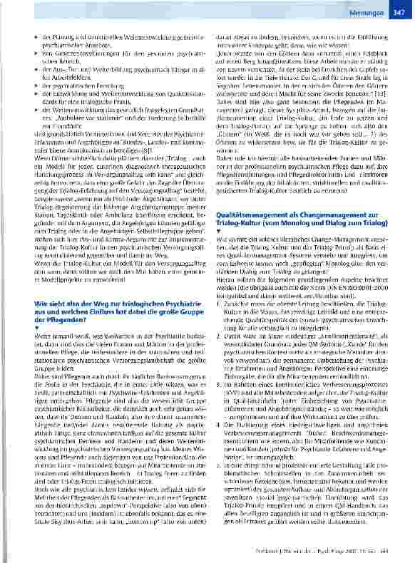 Vorschauseite 3: Wie wird der Trialog praktisch und was können Pflegende dazu beitragen? Versuch einer Wegbeschreibung zur trialogischen Psychiatrie