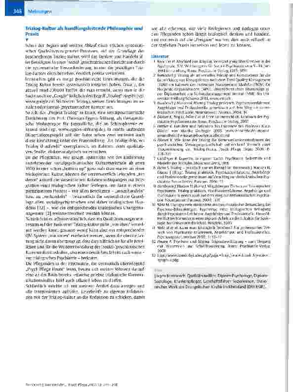 Vorschauseite 4: Wie wird der Trialog praktisch und was können Pflegende dazu beitragen? Versuch einer Wegbeschreibung zur trialogischen Psychiatrie
