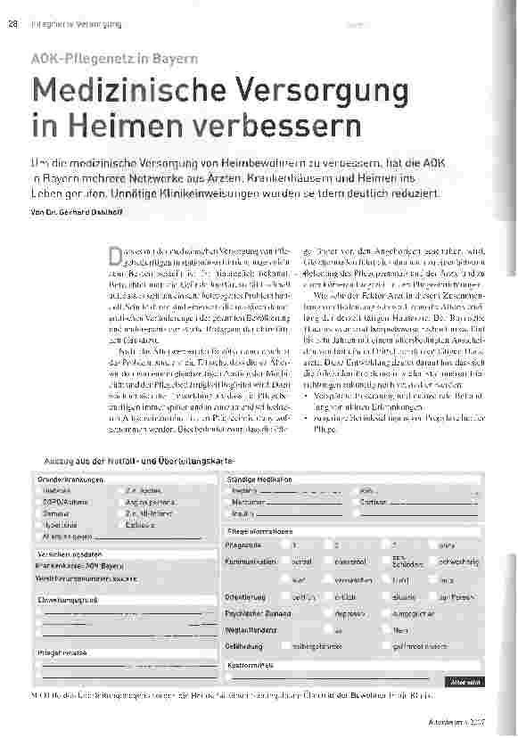 Vorschauseite 1: Medizinische Versorgung in Heimen verbessern