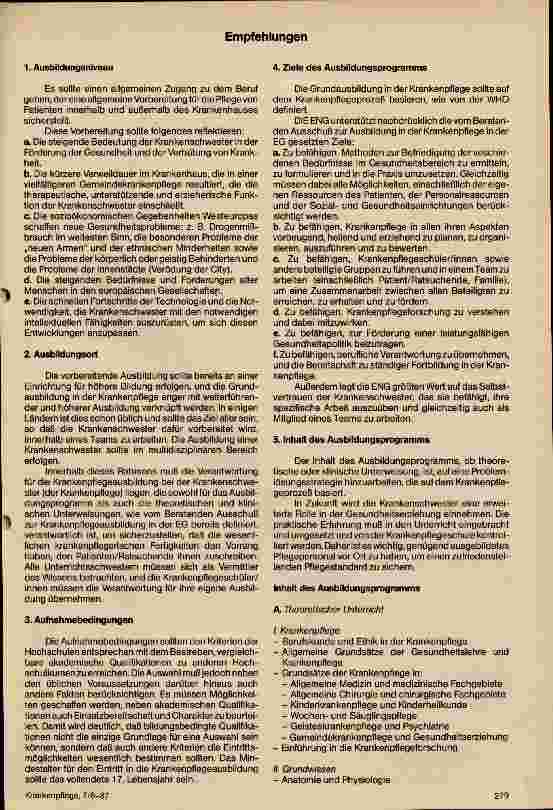 Vorschauseite 2: Memorandum zur Grundausbildung in der Krankenpflege