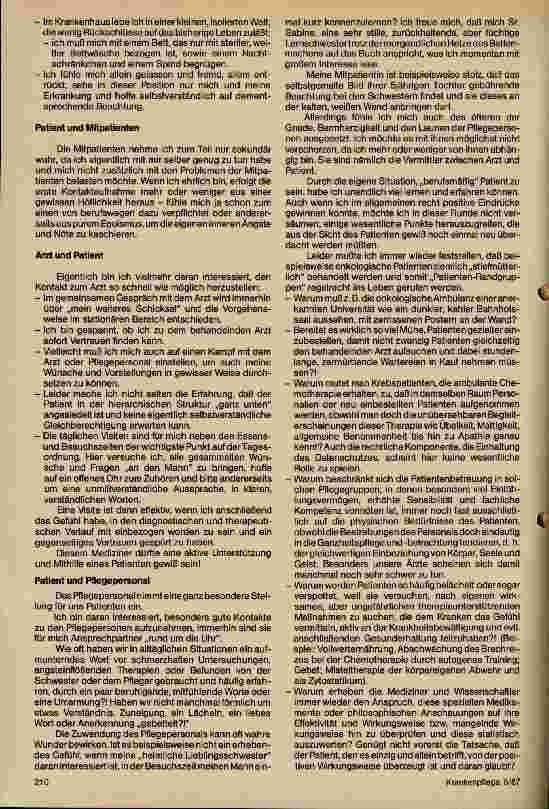 Vorschauseite 2: Arbeitsplatz Krankenbett // Gedanken zur Podiumsdiskussion am 20. 03. 87 während der 7. Internationalen Fortbildungstage f. Krankenpflege Gießen