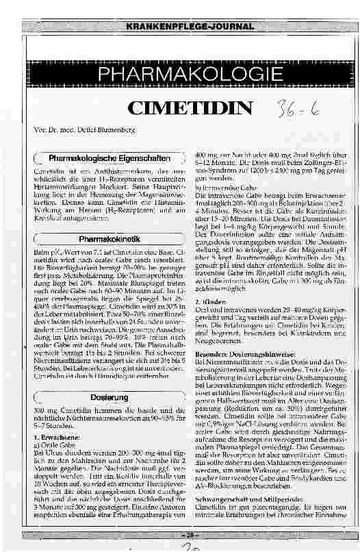Vorschauseite 1: Pharmakologie Cimetidin