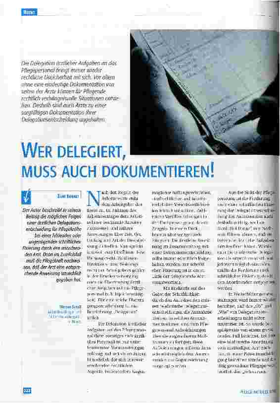 Vorschauseite 1: Wer delegiert, muss auch dokumentieren!