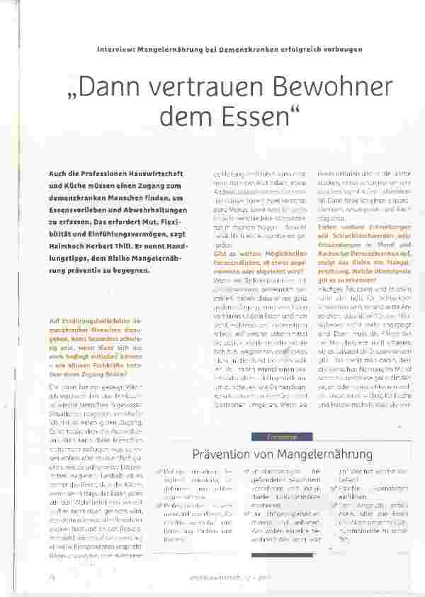 Vorschauseite 1: „Dann vertrauen Bewohner dem Essen