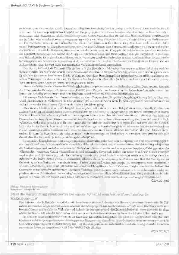 Vorschauseite 2: Meine psychisch kranke Klientin möchte in einem öffentlichen Badesee „oben ohne“ schwimmen und auf der angrenzenden Liegewiese „oben ohne“ liegen. Muss bzw darf ich (als Sachwalte…