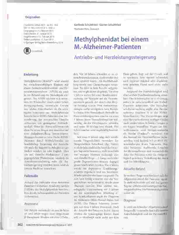 Vorschauseite 1: Methylphenidat bei einem M. -Alzheimer-Patienten