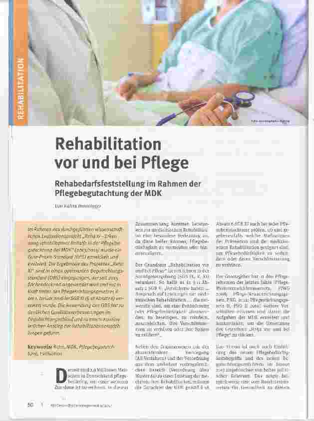 Vorschauseite 1: Rehabilitation vor und bei Pflege