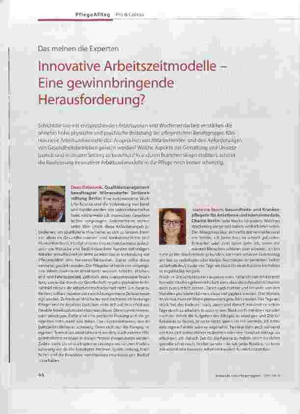 Vorschauseite 1: Das meinen die Experten Innovative Arbeitszeitmodelle Eine gewinnbringende Herausforderung?