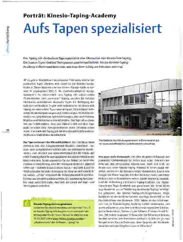 Vorschauseite 1: Porträt: Kinesio-Taping-Academy Aufs Tapen spezialisiert