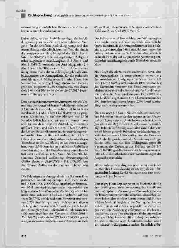 Vorschauseite 3: Zur Bezugsgröße für die Berechnung des Fehlzeitenanteils gemäß § 7 Satz 1 Nr. 2 KrPflC